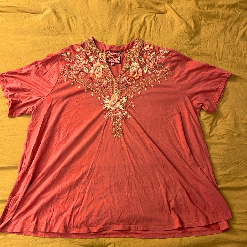 Johnny Was RIANNE coral tunic top
